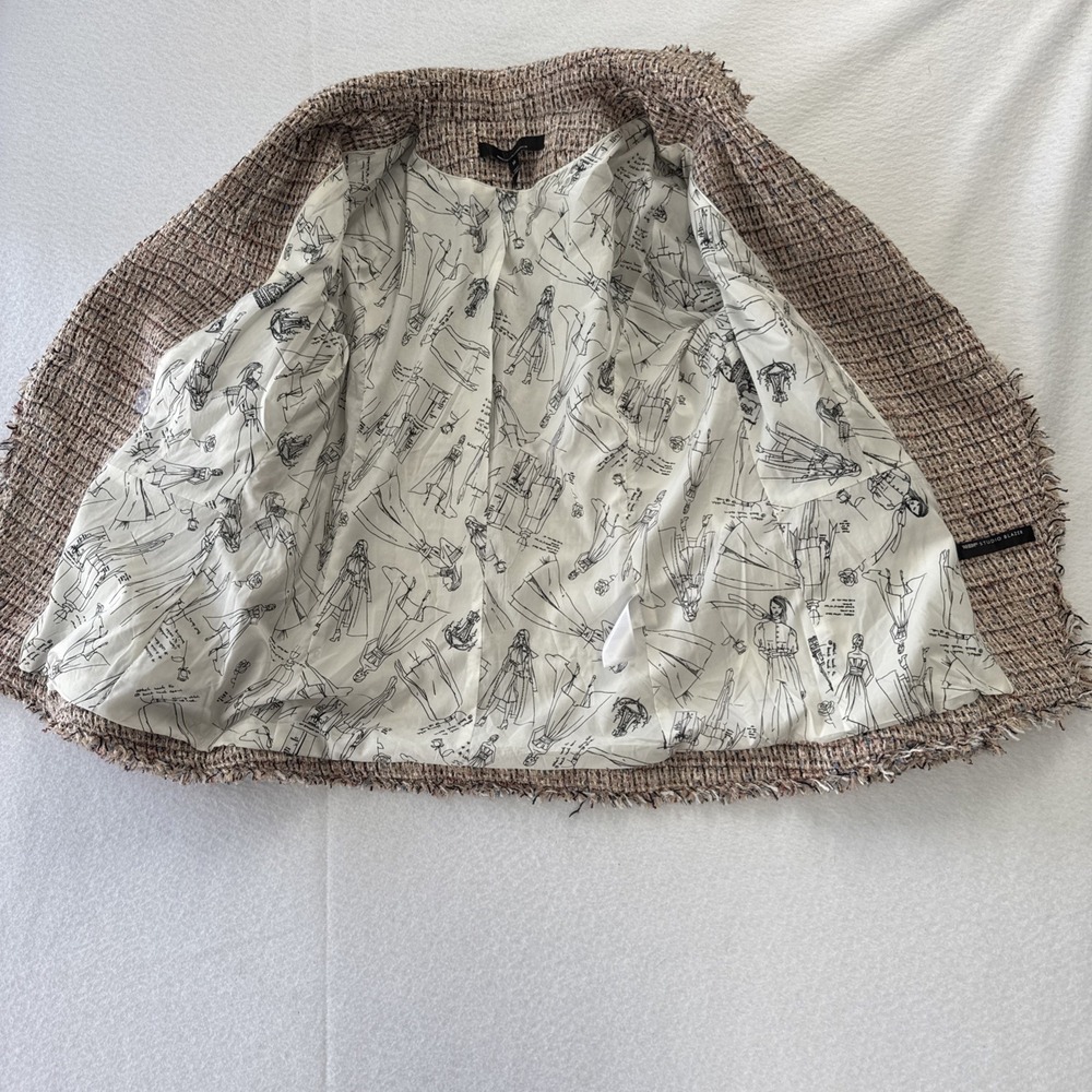 White House Black Market Pink Tweed Double Breasted Blazer Jacket - 10 - Picture 9 of 10